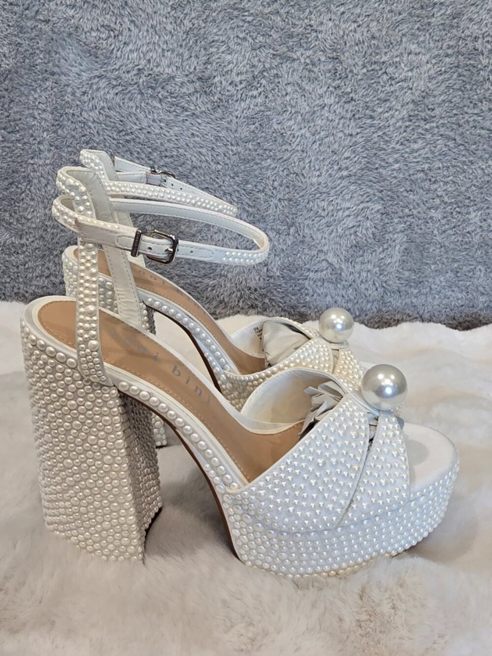 Gianni Bini Kemara Two Embellished Pearl Studded Platform Sandal Sizes NEW - Picture 7 of 9